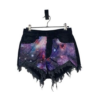 Unif space front cut off denim shorts